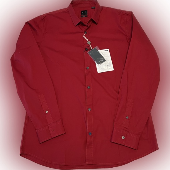 AX Armani Exchange Red Shirt Buttons Up Men's XL SLIM Fit - Picture 3 of 6